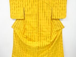 アンティーク　格子織り出し米沢紬着物アンサンブル